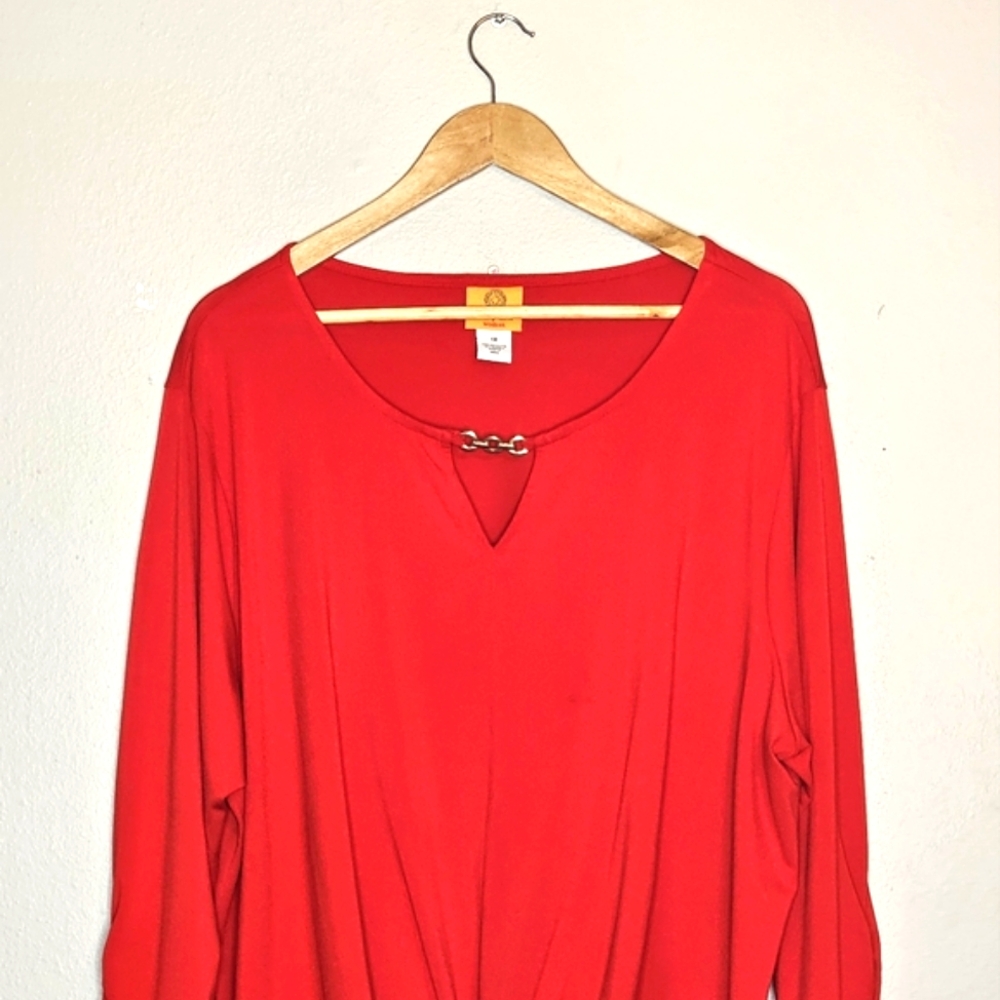 Ruby Rd. Red Top Polyester Spandex Size 1X - Picture 2 of 10